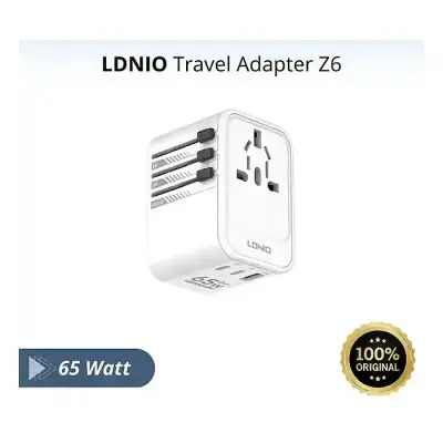 LDNIO Z6 3 USB Ports 65W GaN Travel Adapter